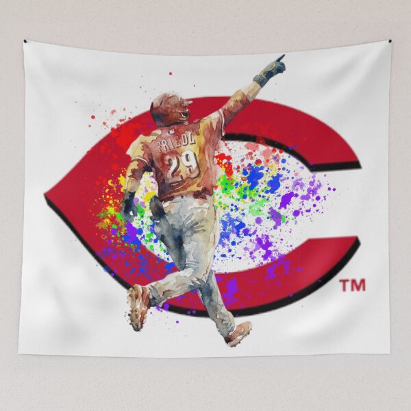 Item preview, TJ Friedl Cincinnati Reds Rainbow Paint Splash Watercolor Art designed and sold by Cucuzeus.