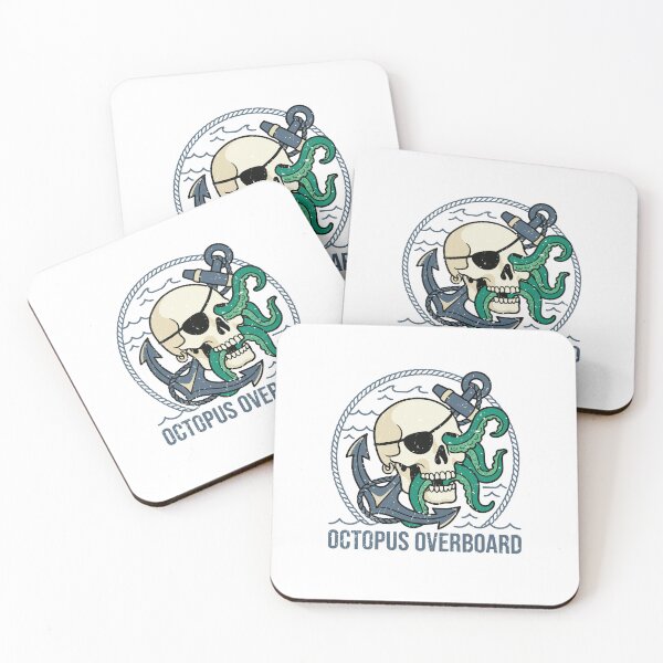 Item preview, Octopus Overboard Pirate Skull Anchor designed and sold by crouchingpixel.