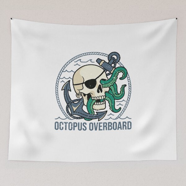 Item preview, Octopus Overboard Pirate Skull Anchor designed and sold by crouchingpixel.