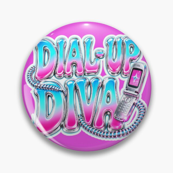 Item preview, Dial-Up Diva | Y2K Aesthetic Chrome Typography with Retro Flip Phone Sticker designed and sold by Arrow2025.