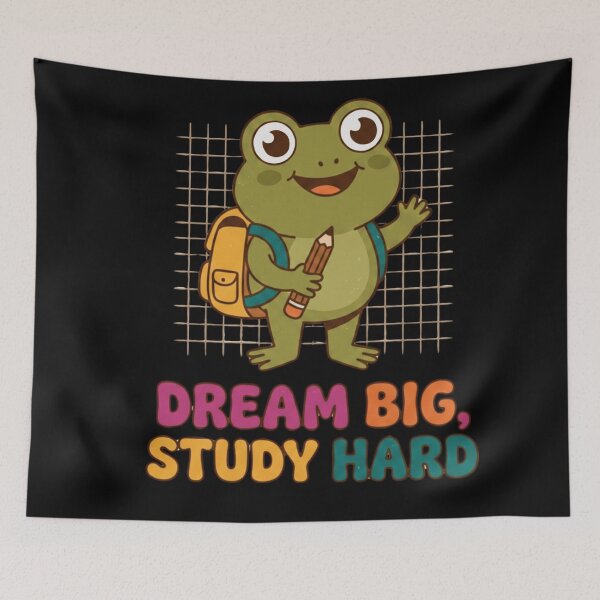Item preview, Dream Big Study Hard Cute Frog Shirt | Funny Back To School Student Gift | Motivational Quote School Supplies Backpack Design designed and sold by Basma Designs | Funny Shirts, Stickers & Mugs.