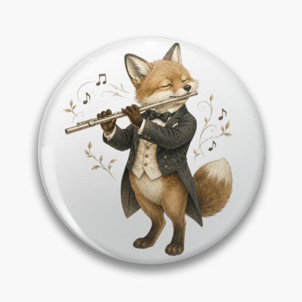 Item preview, Elegant Fox Playing Classical Flute designed and sold by Snurly.