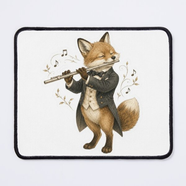 Item preview, Elegant Fox Playing Classical Flute designed and sold by Snurly.