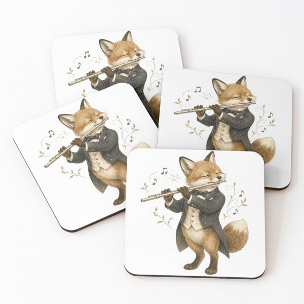 Item preview, Elegant Fox Playing Classical Flute designed and sold by Snurly.