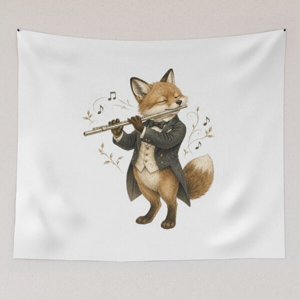 Item preview, Elegant Fox Playing Classical Flute designed and sold by Snurly.