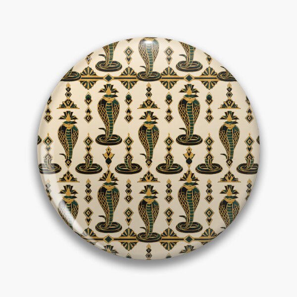 Item preview, Egyptian Cobra Uraeus Art Deco Emerald Gold Seamless Pattern designed and sold by Inkworksbyshery.