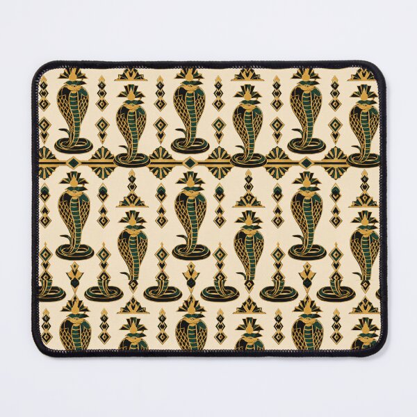 Item preview, Egyptian Cobra Uraeus Art Deco Emerald Gold Seamless Pattern designed and sold by Inkworksbyshery.