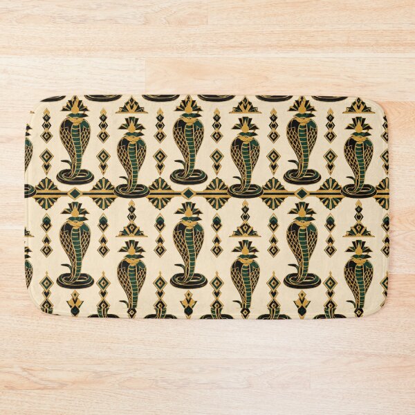 Item preview, Egyptian Cobra Uraeus Art Deco Emerald Gold Seamless Pattern designed and sold by Inkworksbyshery.