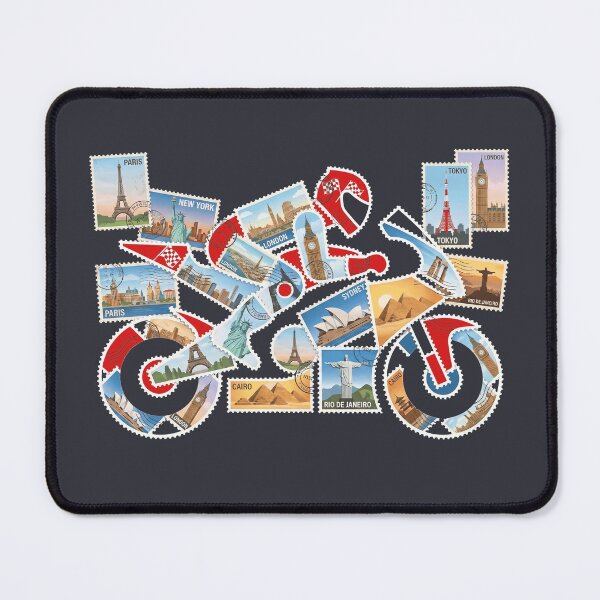 Item preview, World Tour Motorcycle Postage Stamp Collage Travel Biker Art designed and sold by KiwiRider.