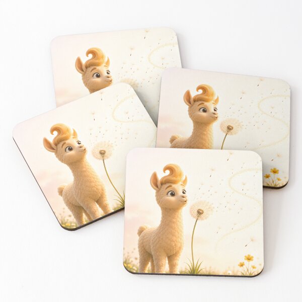 Item preview, Gustl Blowing a Dandelion – Cute Alpaca Sticker & Wall Art designed and sold by bauschberts.