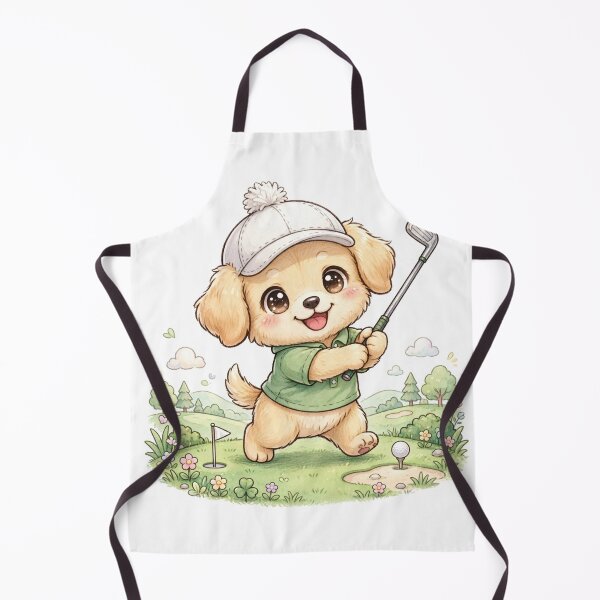 Item preview, Cute Golden Retriever Playing Golf Kawaii designed and sold by ProPetStudio.