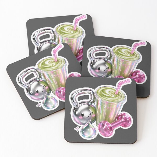 Item preview, Cute Kawaii Gym Essentials | Matcha, Kettlebell & Dumbbell Aesthetic Sticker designed and sold by Arrow2025.