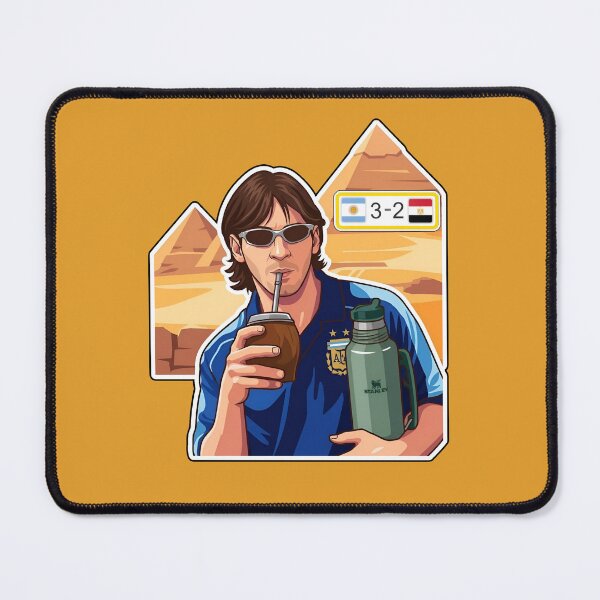 Item preview, Messi drinking mate with the Pyramids of Egypt designed and sold by Gatosessa.