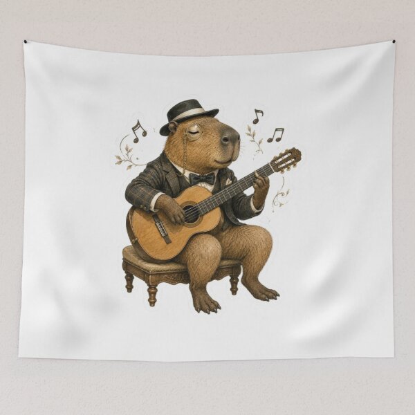 Item preview, Elegant Capybara Playing Classical Guitar designed and sold by Snurly.