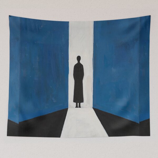 Item preview, "Threshold Mornings" – Modern Blue Figurative Art designed and sold by Moodzu.