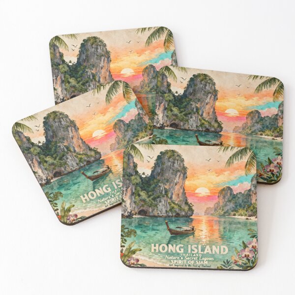 Item preview, Hong Island Thailand Vintage Travel Poster | Krabi Wall Art | Tropical Lagoon Decor | Spirit of Siam Collection designed and sold by Spirit of Siam.
