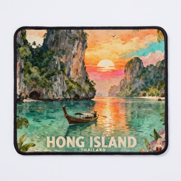 Item preview, Hong Island Thailand Vintage Travel Poster | Krabi Wall Art | Tropical Lagoon Decor | Spirit of Siam Collection designed and sold by Spirit of Siam.
