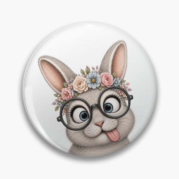Artikelvorschau, Funny Bunny with Glasses – Cute Goofy Animal Portrait entworfen und verkauft von LittleGinnyArt.