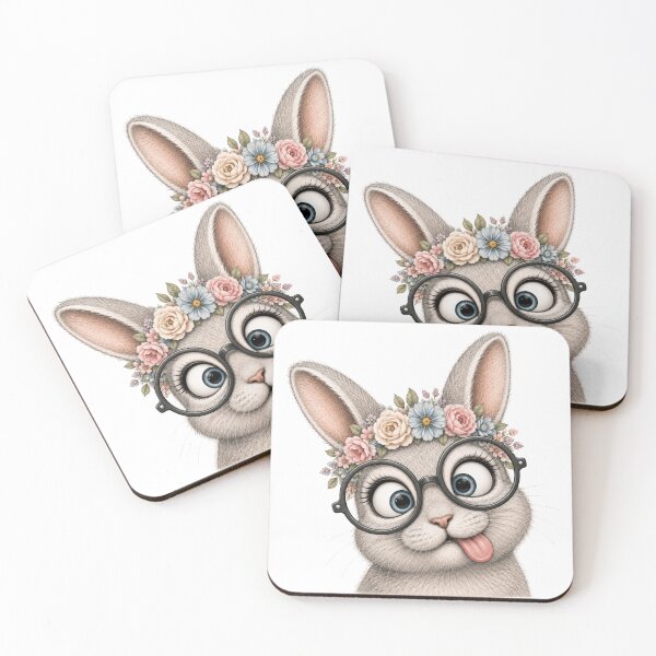 Item preview, Funny Bunny with Glasses – Cute Goofy Animal Portrait designed and sold by LittleGinnyArt.