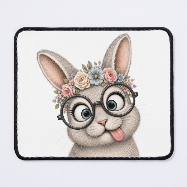 Item preview, Funny Bunny with Glasses – Cute Goofy Animal Portrait designed and sold by LittleGinnyArt.