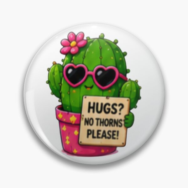 Item preview, Hugs No Thorns Please Cute Cactus Sticker designed and sold by DailyDoodlesBySumbul.