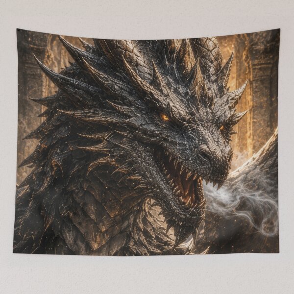 Item preview, Black Dragon Warrior – Dark Fantasy Dragon Creature Design designed and sold by DrakariArt.