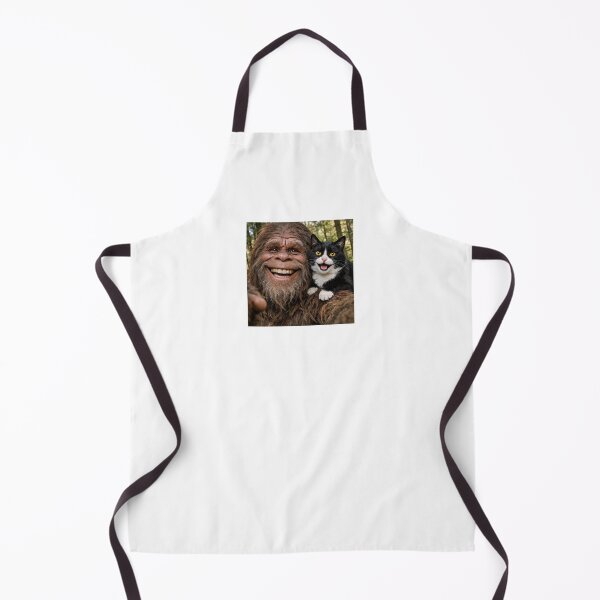 Item preview, Funny Bigfoot with Black and White Cat Selfie designed and sold by Feral Kitty Design Studio, LLC.