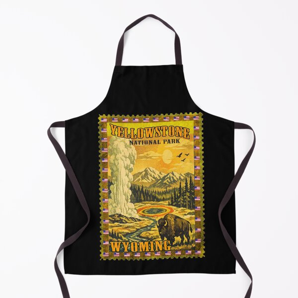 Item preview, Yellowstone National Park Vintage Postage Stamp | Old Faithful Geyser & Bison Wyoming Retro Travel Art designed and sold by Youngkev-arts.