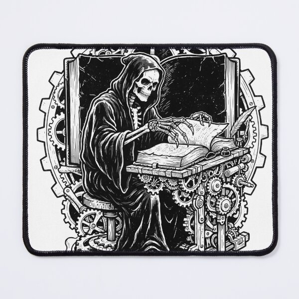 Item preview, Grim Reaper Writing in Book at Mechanical Desk Surrounded by Gears designed and sold by MisteryDesigner.