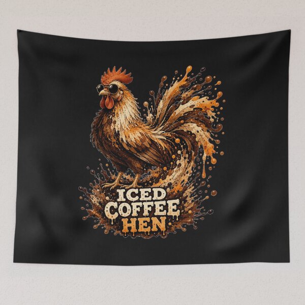 Item preview, Iced Coffee Hen Fiery Dynamic Rooster Art Funny Coffee Quote Gift for Coffee Lovers designed and sold by Nightarel.