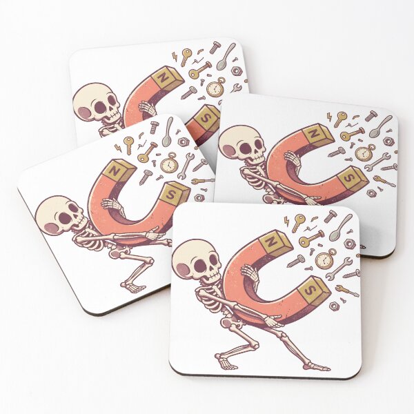 Item preview, Skeleton Carrying Giant Horseshoe Magnet Attracting Keys, Tools and Pocket Watch designed and sold by MisteryDesigner.