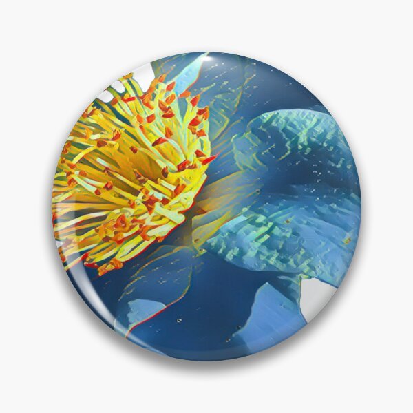 Item preview, Electric Blue Camellia Burst - Neon Botanical Art designed and sold by BalkanBloomArt.