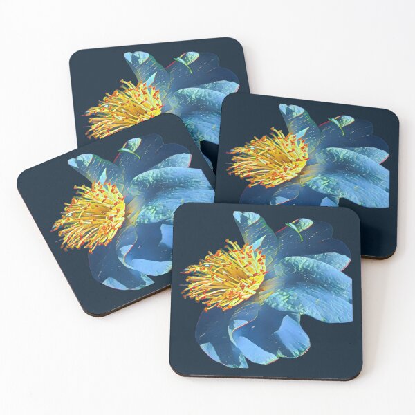 Item preview, Electric Blue Camellia Burst - Neon Botanical Art designed and sold by BalkanBloom.