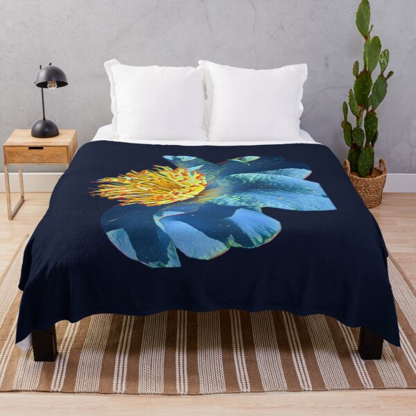 Item preview, Electric Blue Camellia Burst - Neon Botanical Art designed and sold by BalkanBloom.