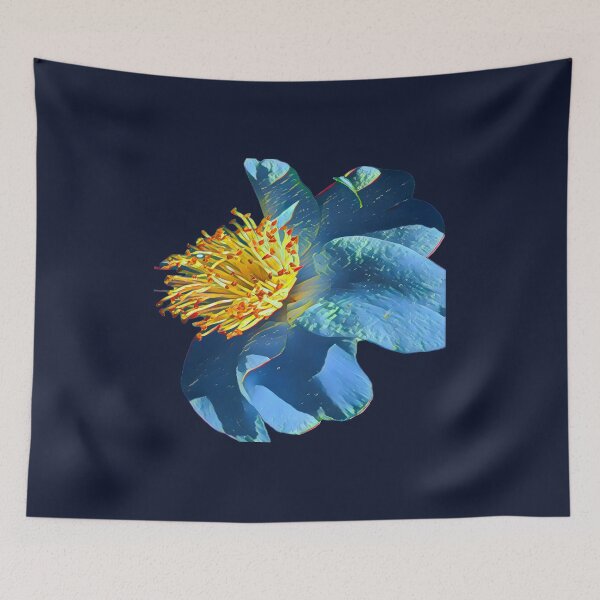 Item preview, Electric Blue Camellia Burst - Neon Botanical Art designed and sold by BalkanBloom.