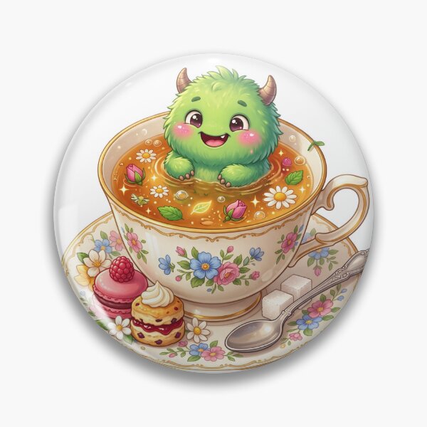 Item preview, Smiling monster relaxing in teacup designed and sold by kidoramagic.