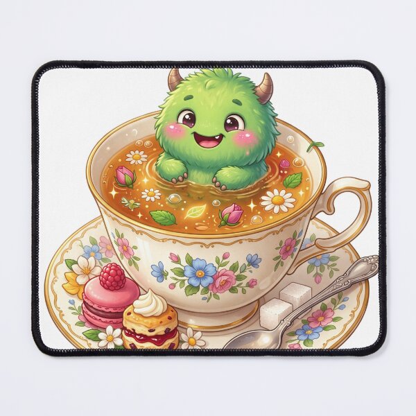 Item preview, Smiling monster relaxing in teacup designed and sold by kidoramagic.