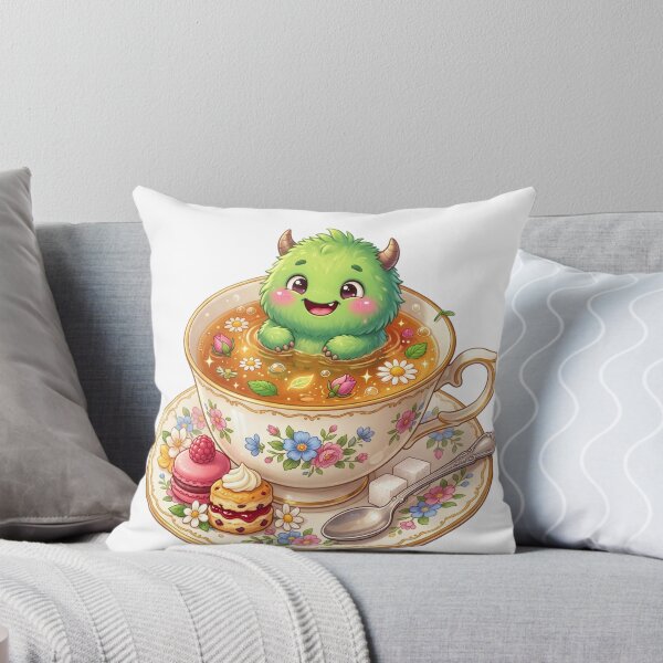 Item preview, Smiling monster relaxing in teacup designed and sold by kidoramagic.