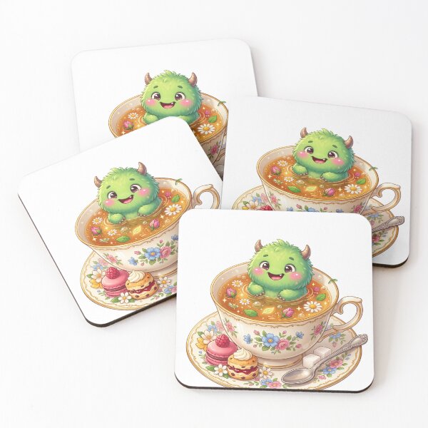 Item preview, Smiling monster relaxing in teacup designed and sold by kidoramagic.