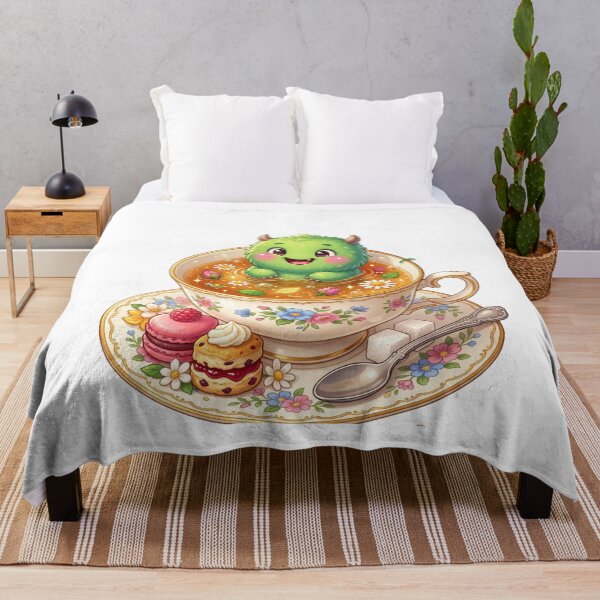 Item preview, Smiling monster relaxing in teacup designed and sold by kidoramagic.