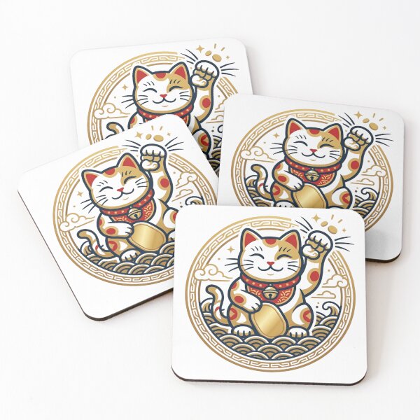 Item preview, Japanese Lucky Cat Maneki Neko Circle Emblem designed and sold by dcdjapan.