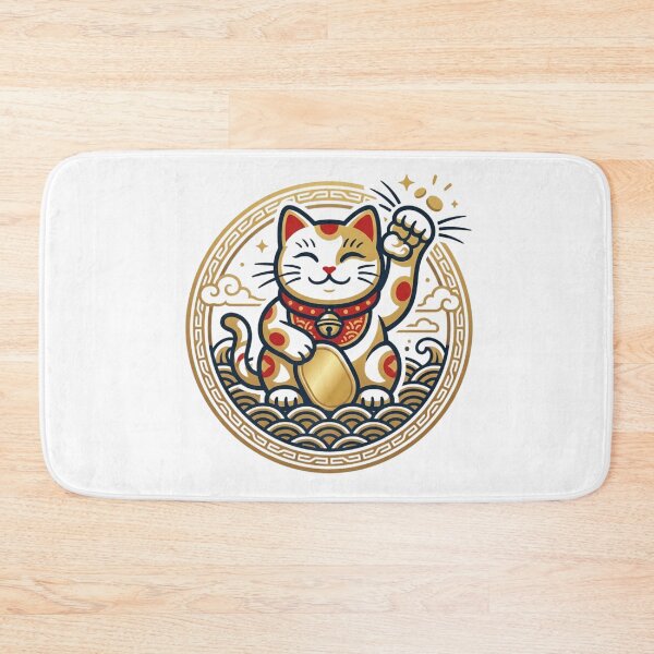 Item preview, Japanese Lucky Cat Maneki Neko Circle Emblem designed and sold by dcdjapan.