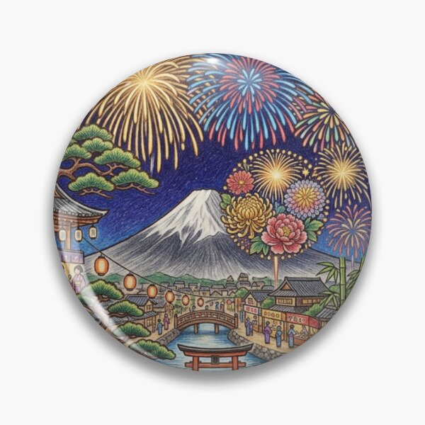 Item preview, Japanese Summer Festival Fireworks Colored Pencil Art designed and sold by dcdjapan.