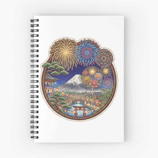 Item preview, Japanese Summer Festival Fireworks Colored Pencil Art designed and sold by dcdjapan.