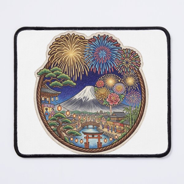Item preview, Japanese Summer Festival Fireworks Colored Pencil Art designed and sold by dcdjapan.