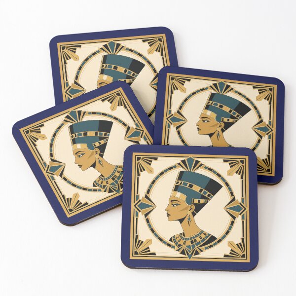 Item preview, Nefertiti Art Deco Portrait Gold Teal Print designed and sold by Inkworksbyshery.