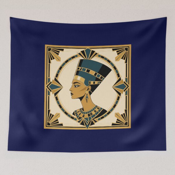 Item preview, Nefertiti Art Deco Portrait Gold Teal Print designed and sold by Inkworksbyshery.
