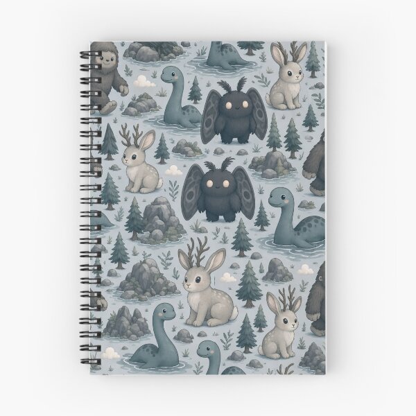 Item preview, Cute Cryptid Collection Mothman Bigfoot And Nessie Seamless Pattern Slate Grey designed and sold by StickyGuys.