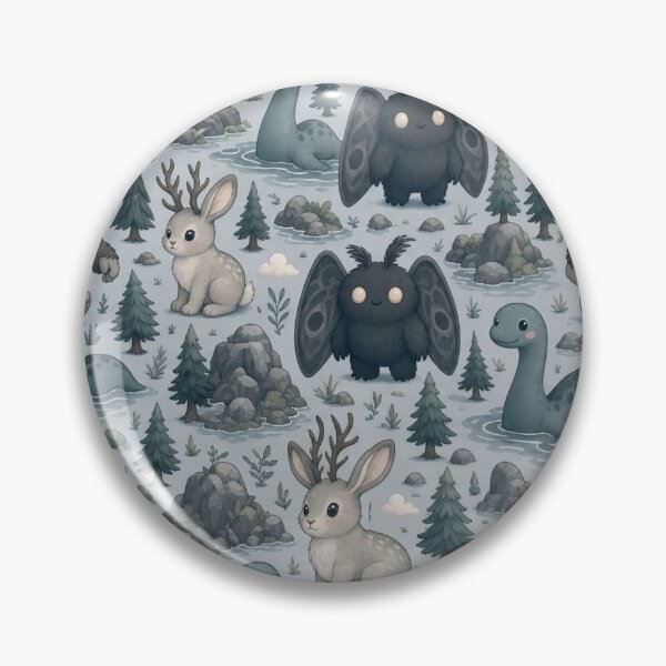 Item preview, Cute Cryptid Collection Mothman Bigfoot And Nessie Seamless Pattern Slate Grey designed and sold by StickyGuys.