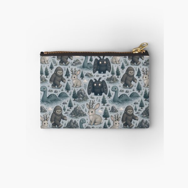 Item preview, Cute Cryptid Collection Mothman Bigfoot And Nessie Seamless Pattern Slate Grey designed and sold by StickyGuys.